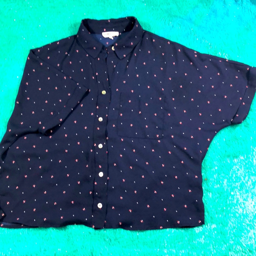 Daisy May Navy Blue short sleeved cropped top sz s